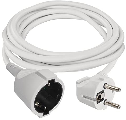 EMOS - IP20 Verlängerungskabel 5m - 1 Schuko-Steckdose - 250 V, 16 A, 3680 W - hochwertige PVC-Isolierung - H05VV-F3G 1,5 mm2 - erhöhter Berührungsschutz - für Innen - weiß