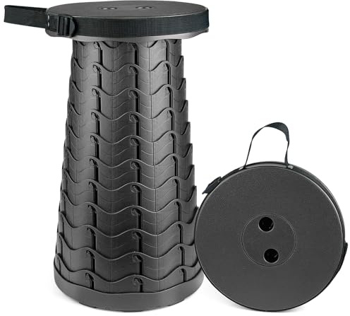 Hesanzol Tragbarer Teleskophocker, einziehbarer Klapphocker für Camping, Garten, Angeln, Wandern, Reisen, Grillen, verstellbare Klapphocker, maximale Traglast 180 kg