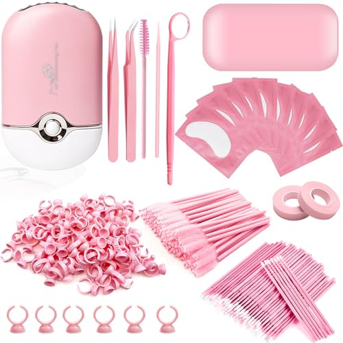 Wimpernverlängerung Set Zubehör Wimpern Föhn Bürste Pinzette Kamm Klebeband Spiegel Augenpads Wimpernkleber für Extensions