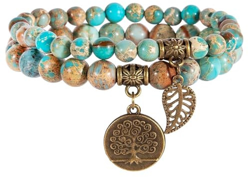 Farfume Chakra Armband Echte Steine, Echte Steine-Edelsteine Armband fur Damen
