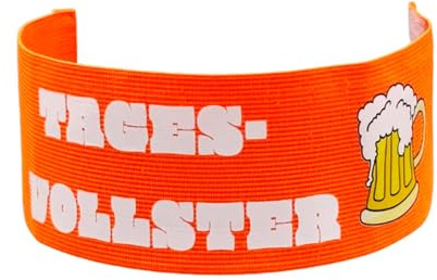 T TAKONE Tagesvollster Bierkapitän Armbinde, 35 * 7cm Orange Kapitänsbinde, Klettverschluss Spielführerbinde, Armbinde für Geburtstagsfeier und Deutschland Oktoberfest