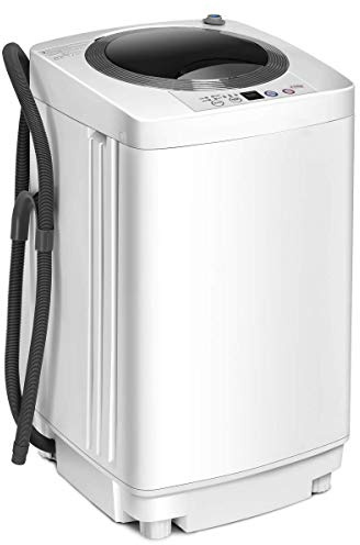 FANTASK Waschmaschine Vollautomat3,5KG, Miniwaschmaschine mit Schleuder, 6 Programme, 240W Toplader Waschvollautomat mit Pumpe für Appartement, Wohnmobil & Camping