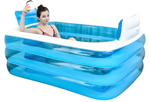 NOYHHAV Aufblasbare Pools Aufblasbare Badewanne Spa Verdickte Erwachsene Badewannes Strandbadewanne Barrel Doppelbadewanne Faltbare Badewanne PVC+ Fußpumpe Schwimmbecken