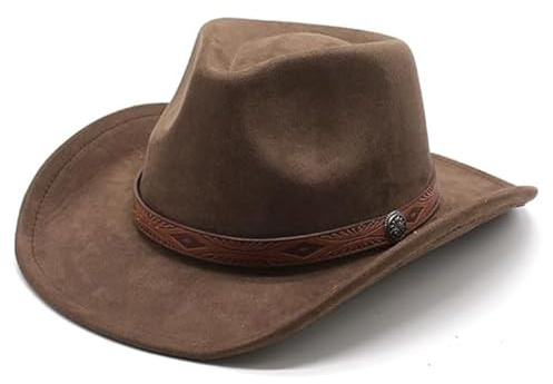 Cowboyhut für Damen und Herren, Westernhut, Wildleder, Panamahut, Cowboy- und Cowgirlhut, Filzhut, breite Krempe, Fedora-Hut
