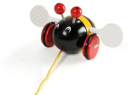 Brio Wilde Hummel Nachziehtier 30165 Holz Spielzeug für Babys und Kleinkinder ab 12 Monaten, Schwarz/Gelb/Rot, Mehrfarbig