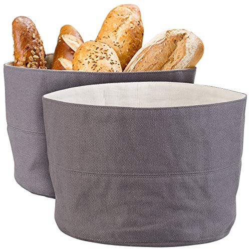Rosenstein & Söhne Brotkorb Stoff: 2er-Set Brotkorb aus 100% Baumwolle, waschbar, Ø 20 cm (Brötchenkorb Stoff, Brotbeutel, Vintage)