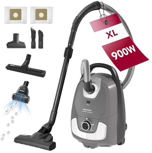 Akitas C11 Pet 900W Staubsauger mit Beutel – inkl. zusätzlicher Turbo-Tierhaarbürste, 7 m Netzkabel & 10 m Arbeitsradius, verstellbare Saugkraft, große Kapazität, für Harte Böden & Teppiche