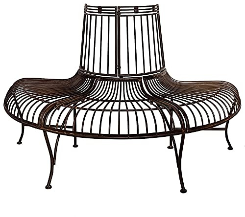 aubaho Gartenbank Bank Antik-Stil Garten Metall Eisen braun Möbel Baumbank 134cm