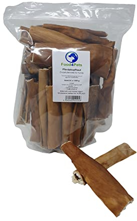 Food4Pets Pferdekopfhaut Hundeleckerli 1kg – 100% Pferd | Besonders fest und zäh, lang anhaltender Kauspaß, natürliche Beschäftigung, ideal für mittelgroße und große Hunde