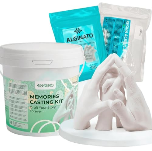 Resin Pro Handabdruck-Set, Alginat für Kunstabdrucke, Gips für Formen und Handabdrücke, Paar, Geschenkidee und kreative Hobbys für Erwachsene, Paare, Erstellen Sie Ihre 3D-Skulptur mit dem Set