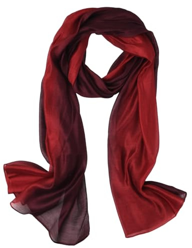 Amexo Damen Seidenschal, Farbverlauf Baumwolle Seidentuch Halstuch Modisch Elegant Schals, Sonnenschutz-Schals Tücher Wickel Ganzjährig 200x90cm