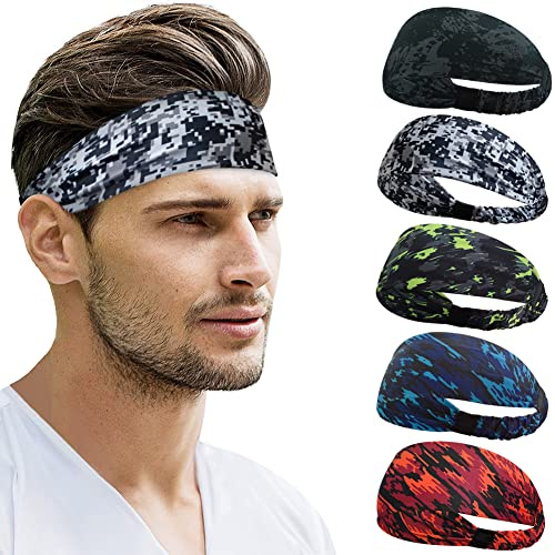Beister 5 Stück Sport Stirnbänder Schweißband Rutschfest Damen Herren | Weiches Dehnbares Material, Rutschfest, Nahtlos, Helmkompatibel. Für Laufen, Yoga, Radfahren, Basketball & Fitness.