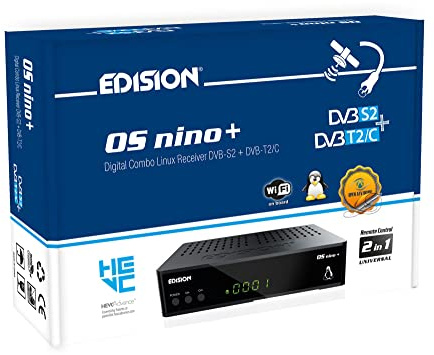 EDISIEdision OS NINO+ Full HD Linux E2 Combo-Receiver H.265/HEVC (1x DVB-S2, 1x DVB-T2/DVB-C, WLAN onboard, Bluetooth onboard, 2x USB, HDMI, LAN, Linux, Kartenleser) schwarz