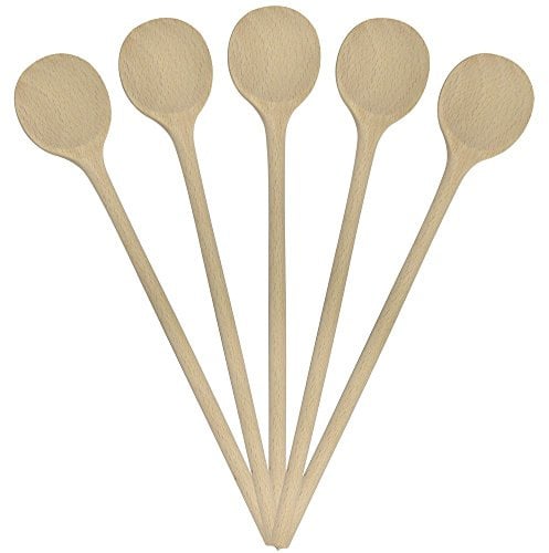 GRILLPLANET 10 Stück Kochlöffel Holz 25 cm rund (Hartholz Buchenholz) Back-Löffel, Koch-Löffel Holzkochlöffel Set unbehandelt geeignet für Pfannen, Gulaschkessel und Kochtöpfe