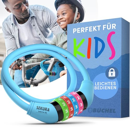 Büchel Fahrradschloss I Farbenfroh und ohne Schlüssel I Zahlenschloss fahrrad zubehör, fahrradschloss fahrradzubehör kinder, Blau