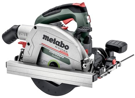 metabo Akku-Handkreissäge KS 18 LTX 66 BL, 18V Brushless Säge, 66 mm | Bürstenlose Kreissäge mit metaBOX 340, 165 mm Blatt, 4800 U/min, ohne Akku und Ladegerät, inkl. KFS Schienen-Koppelung