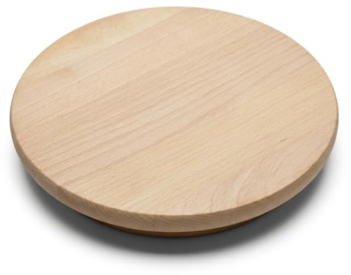 PEEWIT Drehplatte Holz 25 cm – Lazy Susan aus Buchenholz, drehbar 360°, Servierplatte rund, geölt & lebensmittelecht, Käseplatte & Tisch Drehteller