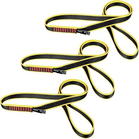 KINGTLE 20 mm Nylon-Kletterschlinge 22 kN CE1019/EN566 UIAA-Zertifiziert, Klettergurte zum Klettern, Bergsteigen, Abseilen (schwarz, 60cm/24inch | 2er-Pack)