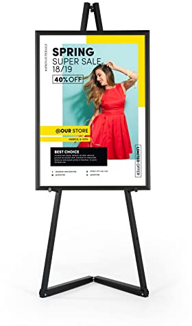DISPLAY SALES Staffelei schwarz Aluminium Mobile Malständer Rahmen bis 120 | Mobile Staffelei aus Aluminium, Malständer in schwarz, Rahmen bis 120 cm, Leinwand, Malstaffelei, Atelier, höhenverstellbar