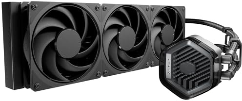 Cooler Master MasterLiquid 360 Atmos Stealth CPU-Wasserkühler – AIO-Wasserkühlsystem (TDP 300 W), Doppelkammerpumpe, vorinstallierte Schwarze Mobius 120-Lüfter, LGA1851/1700- und AM5/AM4-Halterungen