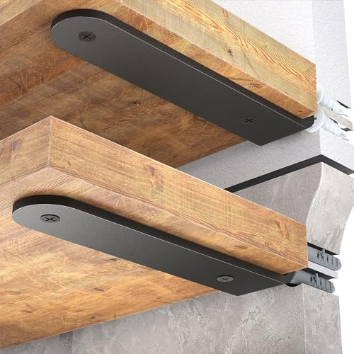 WELDUN 4 Stücke Regalhalterung Regalträger 15 cm, Schwerlast Regalwinkel | für die Wandmontage, Tragkraft 70 KG, Schwarz