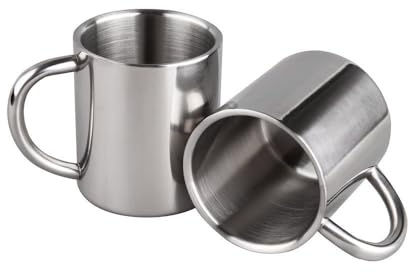 PIQIUQIU 2 Stück 220ml Edelstahl-Kaffeetasse mit Henkel Doppelwandige Becher Campingbecher zum Heiß- oder Kalthalten von Getränken Isolierte Reise-Kaffeetasse Wasserbecher