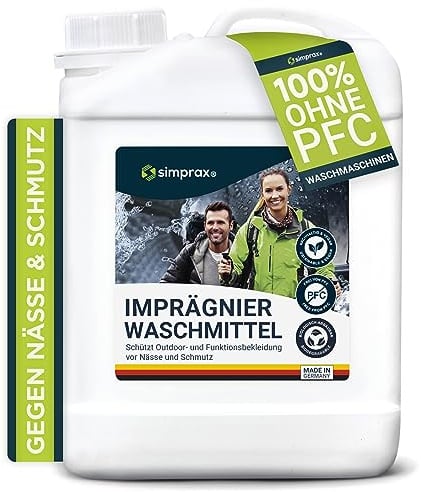 simprax® Textil Wash-In Imprägnierung Made in Germany - Klimaneutrales Imprägniermittel. Umweltfreundliche Einwaschimprägnierung für Funktions- & Outdoortextilien Gore-Tex. Waschmaschine o. Handwäsche