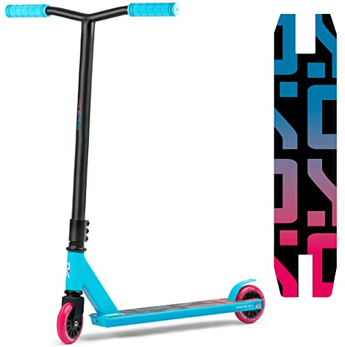 SOKE Stunt Scooter Erwachsene Jugendliche - Freestyle Roller ABEC-9 Kugellager - 100 mm Räder - 48,5 cm Y-Lenker 360° - Aluminium-Deck 2,9 kg - Skatepark Tricks - Schwarz