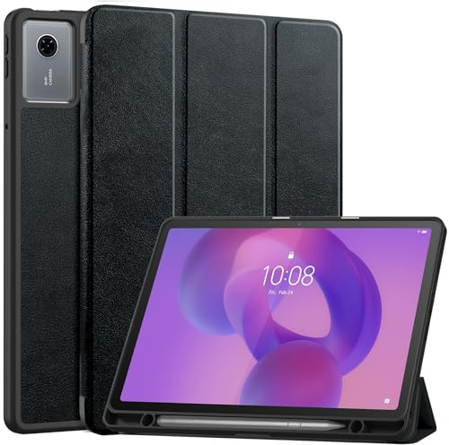 Vakarey Hülle für Lenovo Idea Tab 11 Zoll Mit Stifthalter Ultra Dünn Intelligente Schutzhülle,Schwarz