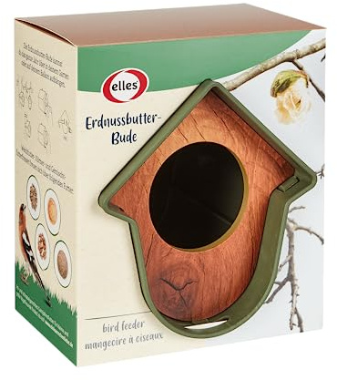 Elles Erdnussbutter-Bude Vogelfutterspender I Wiederverwendbares Futterhäuschen wetterfest & robust | Für Elles Erdnussbutter | Anziehungspunkt für Wildvögel im Garten & Balkon | Ganzjahresfütterung