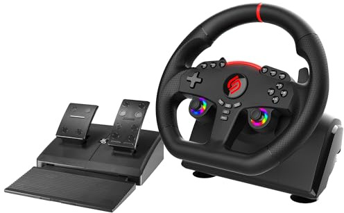 SUBSONIC – Superdrive 270 GT Lenkrad – Dual-Stick-LED-Rennlenkrad, 270° Drehung, mit Pedalen und Schaltwippen für Switch 2 / Switch, PS4, PC und Xbox – Schwarz