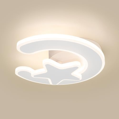 Amansour 15W LED Deckenleuchte Kinderzimmer Stern Mond 21cm | 3-Stufen Farbtemperatur (3000K/4000K/6000K), über Wandschalter steuerbar,Für Babyzimmer, Schlafzimmer & Flur