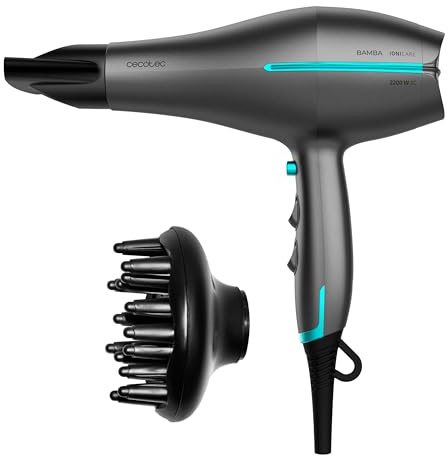 Cecotec Haartrockner AC-Motor IoniCare 5300 Maxi Aura Black, 2200 W | AC-Motor der Neuen Generation, Echte Ionen für Glanz, Hydration, Großer Luftstrom für Schnelles Trocknen, 3 Temperaturstufen