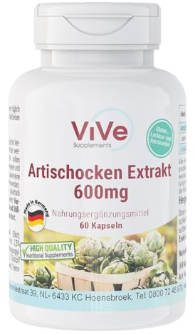 Artischocken-Extrakt 600mg - 60 Kapseln - standardisierter Extrakte mit 2,5% Cynarin - hochdosiert und vegan | Qualität aus Deutschland von ViVe Supplements