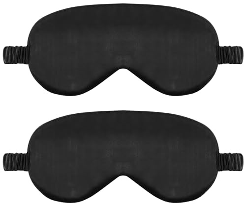 2 Stück Seiden Schlafmaske für Seitenschläfer, Augenmaske Verdunkelung Schlafbrille mit Verstellbarem Gummiband Schlafhilfe Augenbinde für Frauen und Herren Licht Blockieren