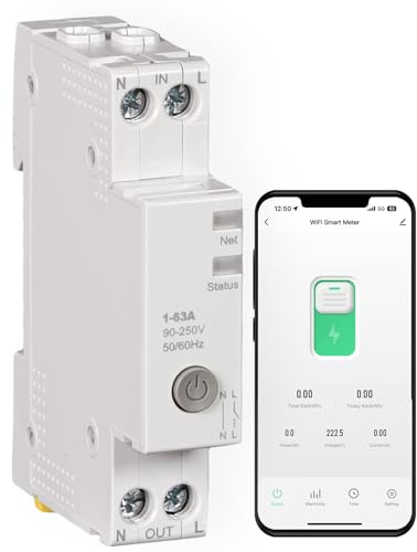MOES Smart Zeitschaltuhr Hutschiene 1P+N 16A 25A 40A 63A Mit Metering | Wlan Schalter für Sicherungsautomat,Kompatibel Alexa & Google Home, Überstrom- und Überspannungsschutz, Smart Life/Tuya App