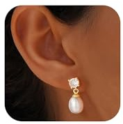 Turandoss Goldene Ohrringe Damen, 14K Vergoldet Hypoallergenes Gold Ohrringe Damen Exquisiten Natürlichen Vintage Teardrop Perlen Ohrstecker Schmuck Geschenk Hochzeit