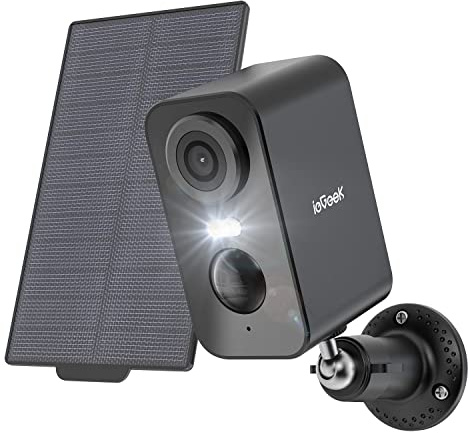 ieGeek 2K/3MP Solar Überwachungskamera Außen mit Akku, 2,4GHz WLAN Kabellos | Einfache Installation, 5200mAh Aussenkamera Wlan Kabellos mit Farbige Nachtsicht, PIR-Bewegungserkennung, IP65, 2-Wege Audio