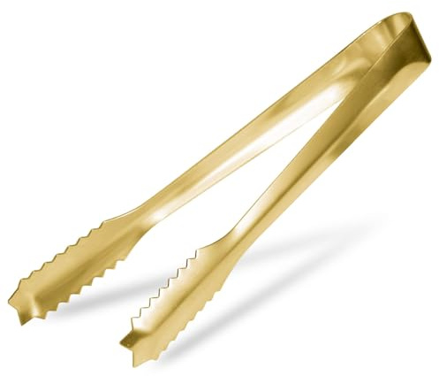 Eiszange Edelstahl 18 cm für Eiskübel, Zuckerzange Kaffeebar Cocktails | Gezackter Zangenkopf, Sicheres Greifen, Vielseitige Servierzange, Edles Bar Zubehör