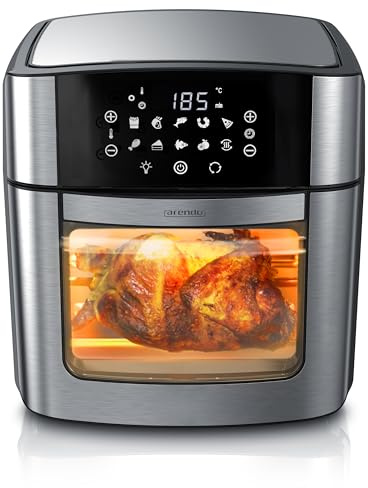 Arendo - XXL Heißluftfritteuse 16 Liter - Grill - Dörrautomat - Backofen - Air Fryer - Touchscreen - Easy&Clean - Fritteuse ohne Öl - Umluft - Pizza Hähnchen Pommes - BPA frei - schwarz