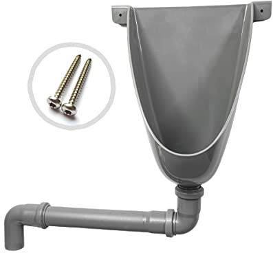 Agande Urinal Urinalbecken Pissoir Wandurinal Wandpissoir Kunststoff PVC, einfach und wasserlos mit Abflussrohr und 2 Edelstahlschrauben für Camping Garten Keller Baustelle WC, Made in Europe