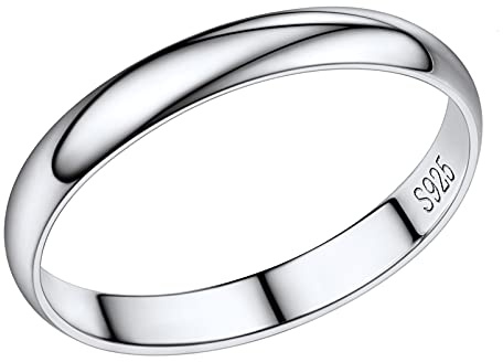 PROSILVER Verlobungsring Eheringe Ring für Damen Herren 925 Sterling Silber personalisierte Trauringe Hochzeitsringe Memoirering Ewigkeitsring Band Ringe Minimalist Schmuck Accessoire