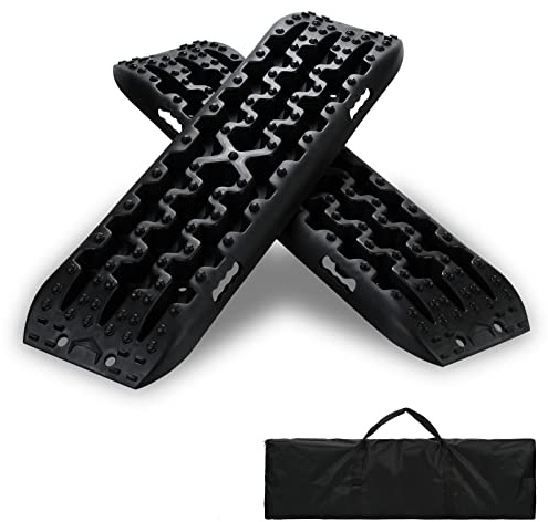 Lospitch Anfahrhilfe mit Aufbewahrungstasche, Sand/Schlamm/Schnee Recovery Board Offroad Tracks,10T Last,Reifenleiter für PKW LKW Geländewagen Wohnmobil