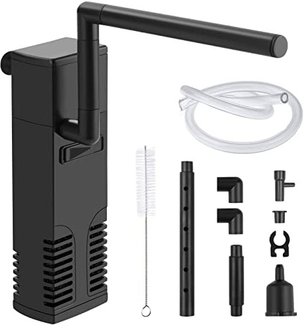flintronic Aquarium Filter, 4W Aquarium Pumpe, Aquarium Innenfilter, Einstellbarer Aquarium innenfilter mit Kleine Bürste, 300L/H Wasserpumpe,Durchfluss Aquarienfilter mit Wasserpumpe für 60L Aquarium