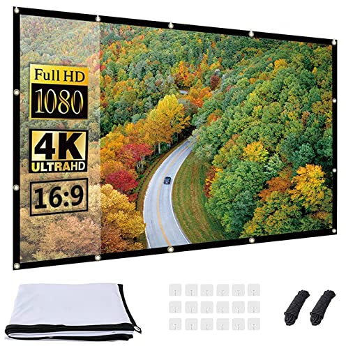 OWill Beamer Leinwand 100 Zoll, 16:9 HD Faltbar, Anti-Falten Doppelseitige Projector Screen, Tragbar für Zuhause, Schule, Treffen