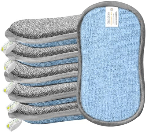 Surfela 6 Stück Spülschwamm Groß Putzschwamm Küchenschwamm Waschbar, 15×9×2cm Schwämme Küche, Spülschwamm Nachhaltig Mikrofaser Doppelseitenschwämme Topfreiniger für Geschirr, Küche, Bad, Glas
