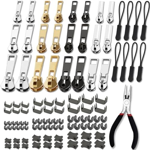 Haraqi 105 Stück Reißverschluss Reparatur Set,Reisverschlussreparaturset Zipper, Ersatz Reissverschluss Zipper, Reißverschluss Reparaturset Zipper(3 Größen: #3/5/8)