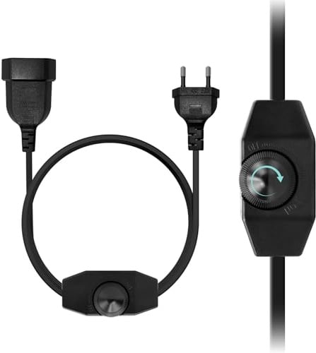 KSIBNW LED Dimmer mit Schalter, 2 Meter Kabel Dimmer (Stecker + Buchse) für Led Lampen 230V EU Dimmen Verlängerungskabel Drehdimmer Geräuschlos Dimmschalter Schnur für LED Leuchtmittel, Schwarz