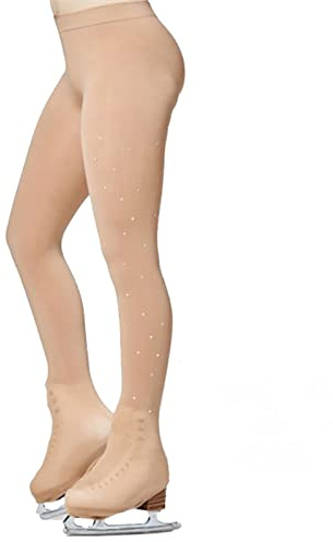 DANCEYOU Eiskunstlauf Strumpfhose Ski Skating Eislaufen Strümpfe Rollschuhe Schlittschuhe Warme Socken für Kinder und Erwachsene Bedeckte Schuhe mit Strass L-XL