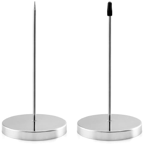 euluoziqing 2 Stück Zettelspießer, Bonspießer Zettelhalter, Quittung Halter mit Rundfuß für kassenbon kassenzettel aufbewahrung Bars Büros 14 cm (Silber)